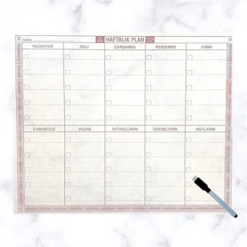 İpek Yıldızı® Şeffaf Kendiliğinden Yapışkanlı Kalemli Haftalık Planlayıcı 40cm-50cm