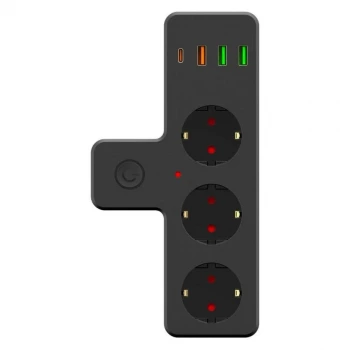 İpek Yıldızı® Termal Akım Korumalı 3 Adet Soket,3 Adet USB ve 1 Adet Type-C Girişli 20w Priz Model 3397