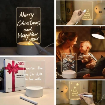 İpek Yıldızı® USB Kablolu Işıklı Kendiliğinden Beyaz Kalemli-Silgili Kreatif 3D Görselleştirme LED Lambası