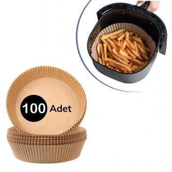 İpek Yıldızı®100 Adet  Air Fryer Pişirme Kağıdı Tek Kullanımlık  Yağlı Kağıdı Yuvarlak Tabak Model
