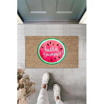 Kahverengi Kapı Önü Paspası Yuvarlak Karpuz Desen  K-3268