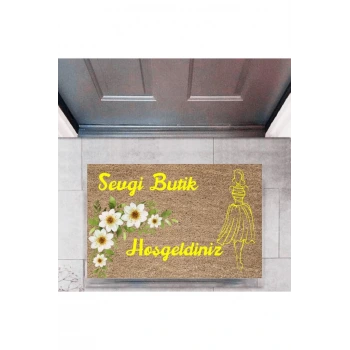 Kapı Önü Paspası Dekoratif Dijital Baskı Butik Hoşgeldiniz P-2445