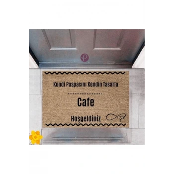 Kapı Önü Paspası Dekoratif Dijital Baskı Cafe P-2554