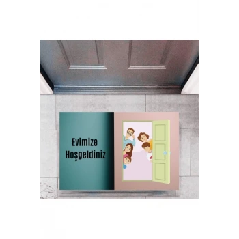 Kapı Önü Paspası Dekoratif Dijital Baskı Evimize Hoşgeldiniz P-2335