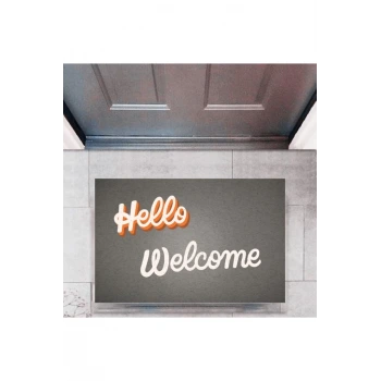 Kapı Önü Paspası Dekoratif Dijital Baskı Hello Welcome P-2326
