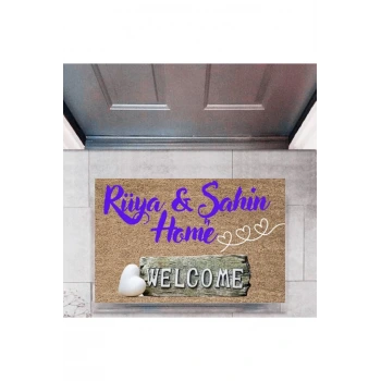 Kapı Önü Paspası Dekoratif Dijital Baskı Welcome P-2460