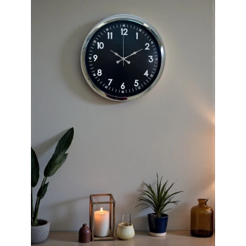 Klasik 40 Cm Krom Şık Metal Duvar Saati