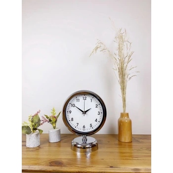 Krom Metal Lüks Masa Saati 25×20 cm