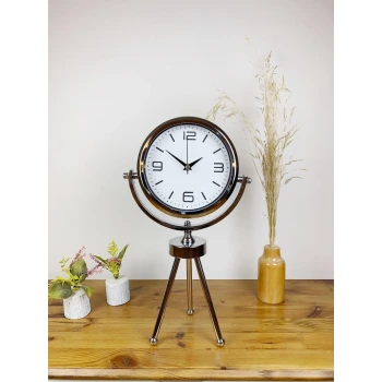Krom Metal Mini Tripod Modern Masa Saati 45×26 cm
