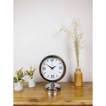 Krom Metal Modern Masa Saati 25×20 cm
