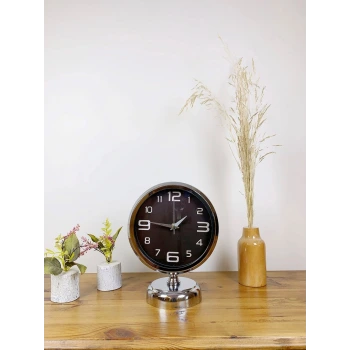 Krom Metal Tasarım Masa Saati 25×20 cm