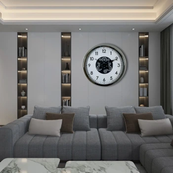 Krom Şıklık Sade 60 Cm Çarklı Duvar Saati