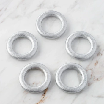 Loren 5 li Gümüş Ahşap Halka