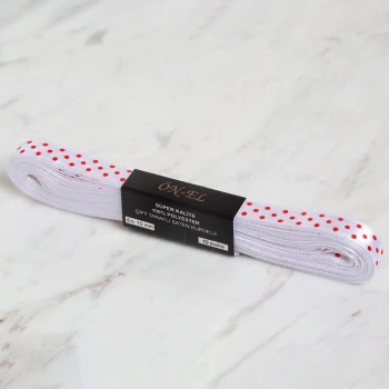 Loren Crafts 1cm 10 mt Beyaz Saten Puantiyeli Kurd