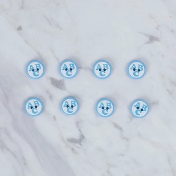 Loren Crafts 8 li ABC Desenli Mavi Düğme - 0560