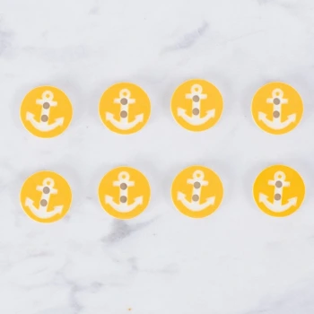 Loren Crafts 8 li Çapa Sarı Düğme - 0432