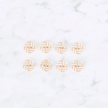 Loren Crafts 8 li Çizgili Bej Rengi Düğme - 0297