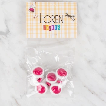 Loren Crafts 8 li Fuşya Uğur Böceği Düğme - 647