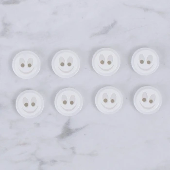 Loren Crafts 8 li Gülen Yüz Beyaz Düğme - 0611