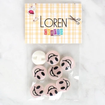 Loren Crafts 8li Gülen Yüz Düğme - 1018