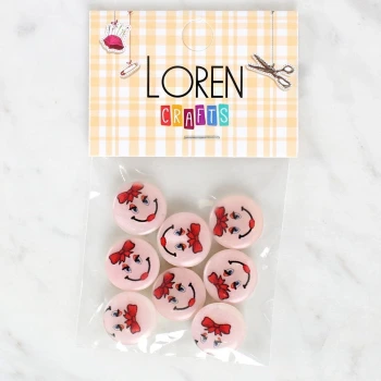 Loren Crafts 8li Gülen Yüz Düğme - 1019
