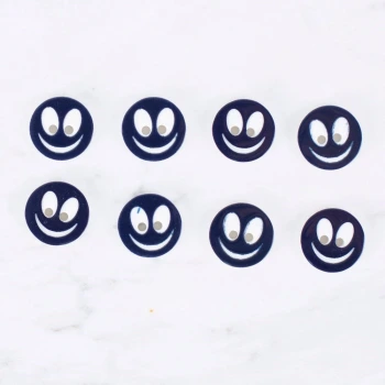 Loren Crafts 8 li Gülen Yüz Siyah Düğme - 0522