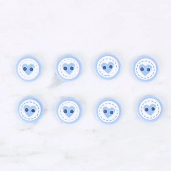 Loren Crafts 8 li Kalp Mavi Düğme - 0476