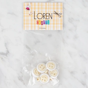 Loren Crafts 8 li Krem Gülen Yüz Düğme - 629