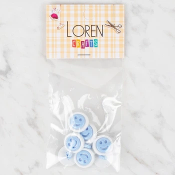 Loren Crafts 8 li Mavi Gülen Yüz Düğme - 632