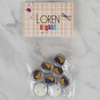 Loren Crafts 8 li Mavi Minibüs Düğme - 698