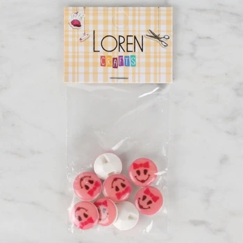 Loren Crafts 8 li Pembe Düğme - 0715