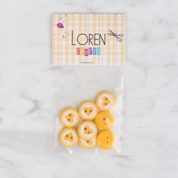 Loren Crafts 8 li Sarı Kalp Düğme - 480