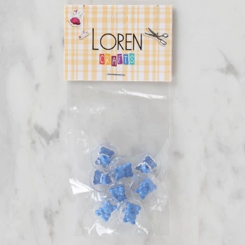 Loren Crafts 8 li Şeffaf Mavi Ayıcık Düğme - 271