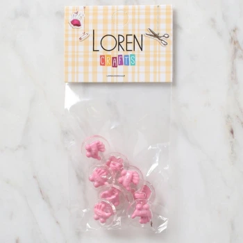 Loren Crafts 8 li Şeffaf Pembe Bebek Arabası Düğme