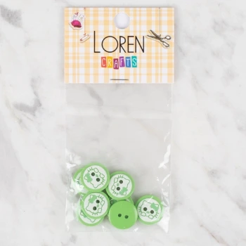 Loren Crafts 8 li Yeşil Kedi Düğme - 589