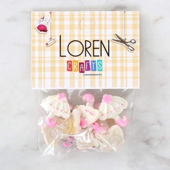 Loren Crafts Pembe 8li Düğme - 3008