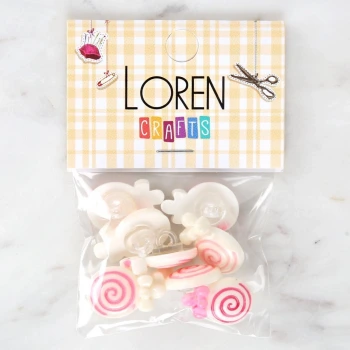 Loren Crafts Pembe 8li Düğme - 3025