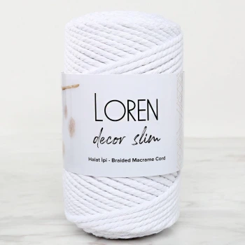 Loren Decor Slim 3 Büküm Makrome İpi Beyaz - L001