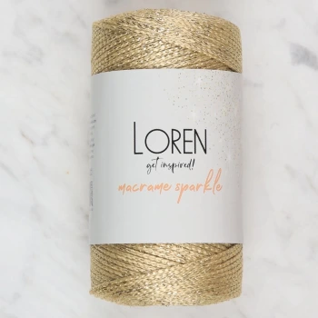 Loren Macrame Sparkle Simli Altın Sarısı El Örgü İ