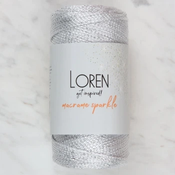 Loren Macrame Sparkle Simli Beyaz El Örgü İpi - RM