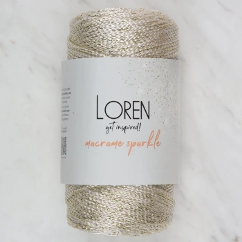 Loren Macrame Sparkle Simli Krem El Örgü İpi - RM