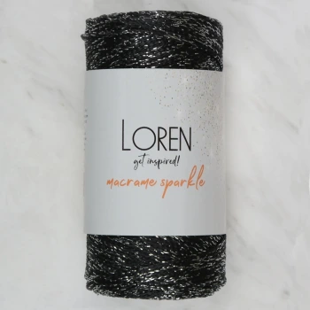 Loren Macrame Sparkle Simli Siyah El Örgü İpi - RM