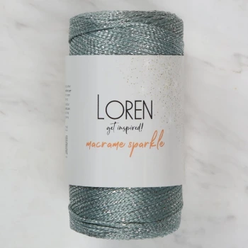 Loren Macrame Sparkle Simli Yeşili El Örgü İpi - R
