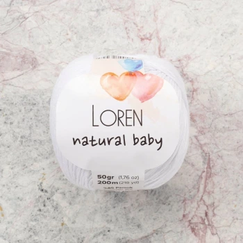 Loren Natural Baby Beyaz El Örgü İpi - R001 - 33829