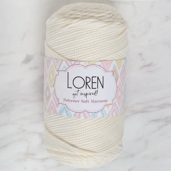 Loren Polyester Soft Macrame Krem El Örgü İpi - LM003 - 34427