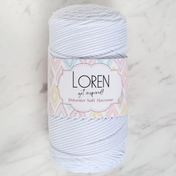 Loren Polyester Soft Macrame Optik Beyaz El Örgü İpi - LM001 - 34426