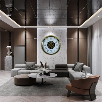 Luxury Gold 60 Cm Çarklı Duvar Saati