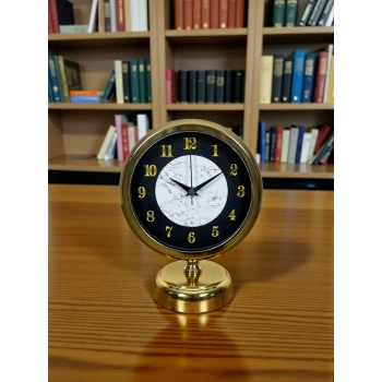 Mermer Işıltısı Gold 25 x 20 Cm Metal Masa Saati