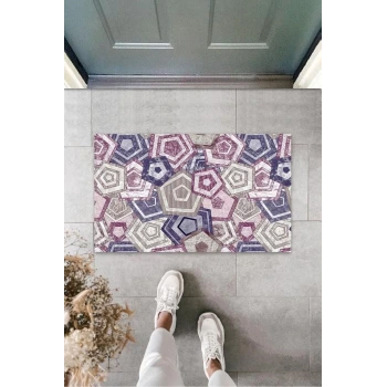 Mürdüm Kapı Önü Paspası Altıgen Desen  K-3205