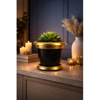 NF Gold Bilezikli 1,7 Litre Dekoratif Plastik saksı Siyah